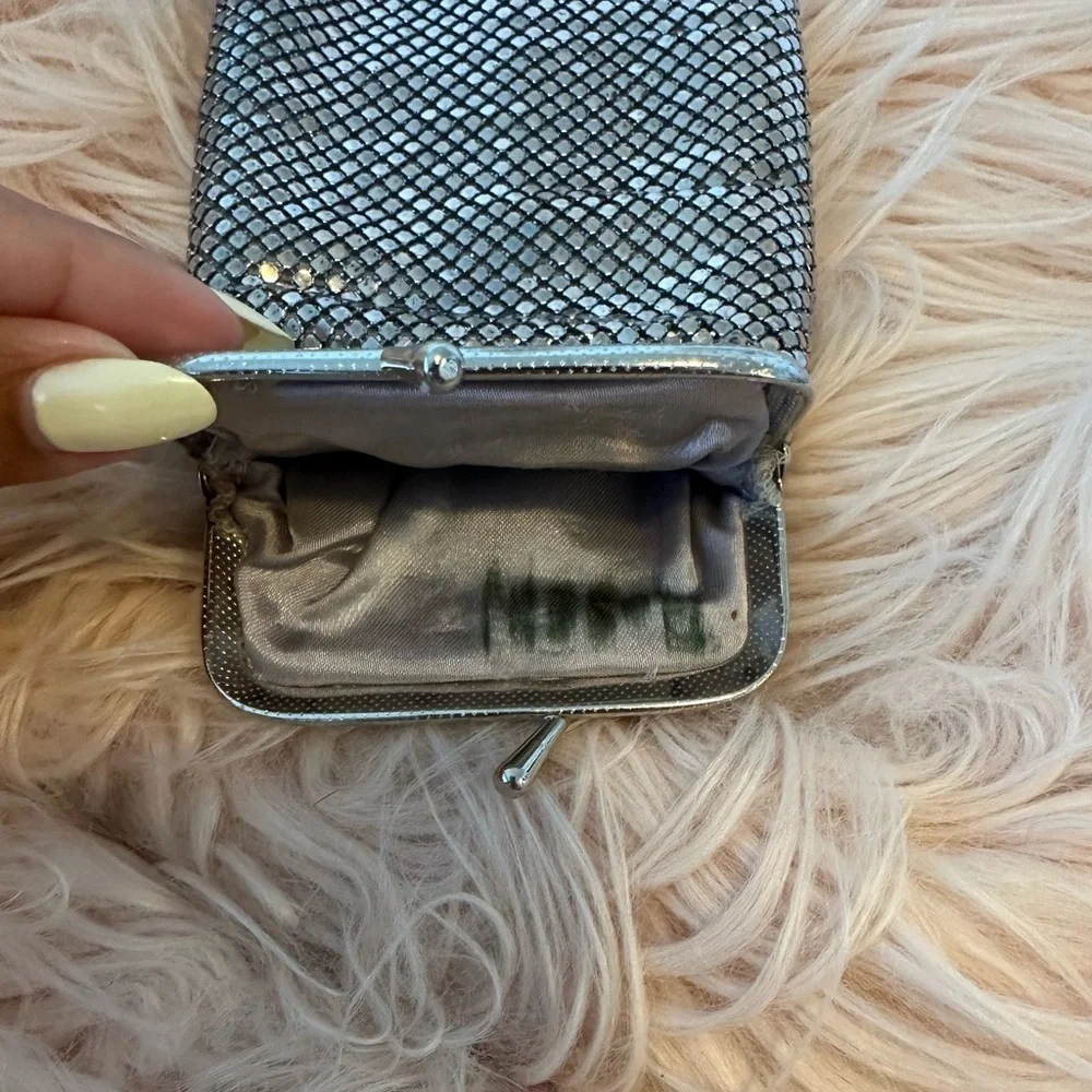 Vintage chainmail, silver coin purse 60s handbag accessory cigarette case